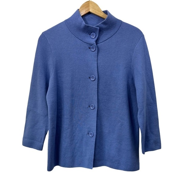 Talbots Periwinkle Knit Button Front Jacket Sweater, Small - Picture 1 of 9